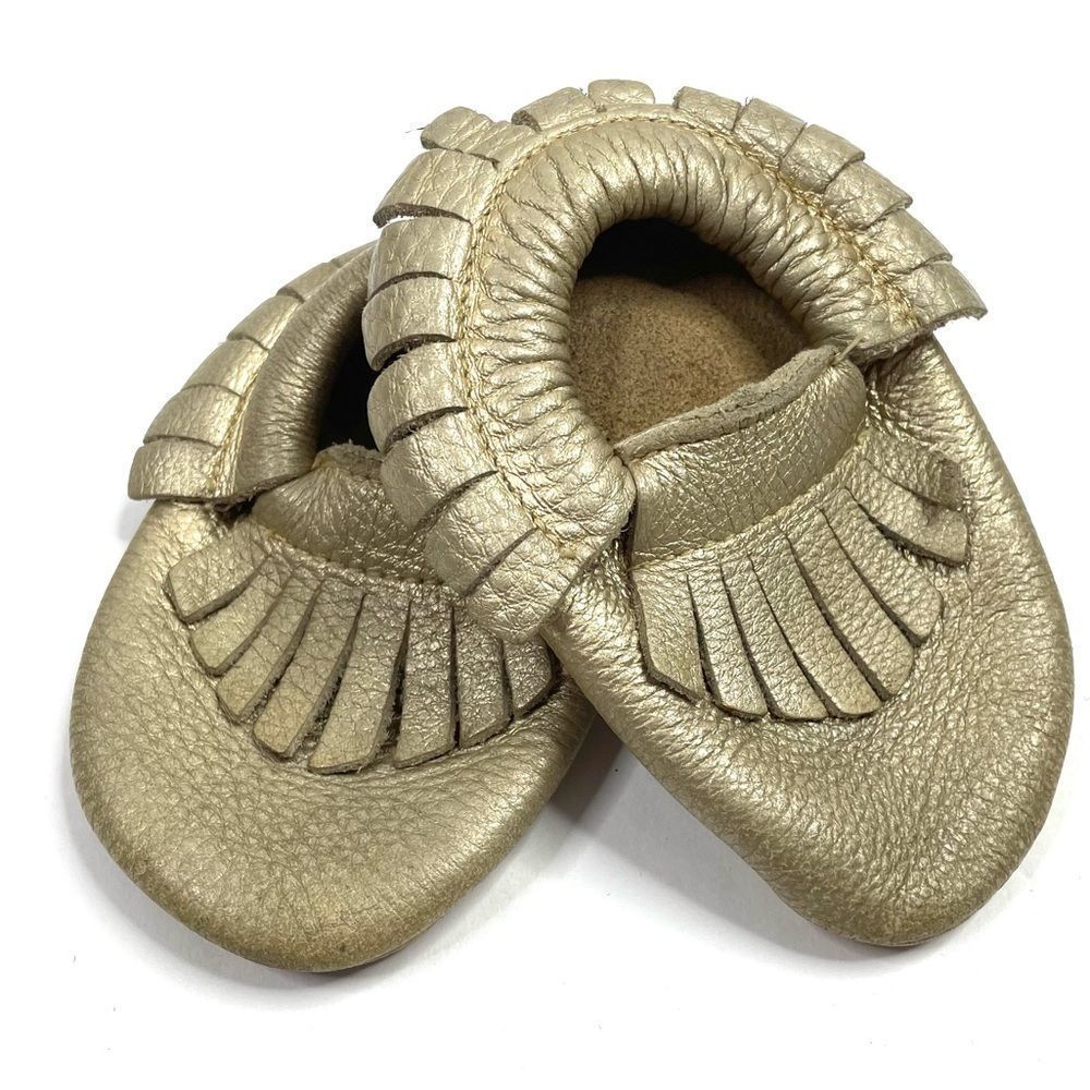 3/$15 Gold Leather Baby Mocassins